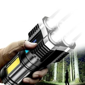 Portable Rechargeable LED Flashlight for Camping & Hiking (Shell Color: Black, Type: Style C)